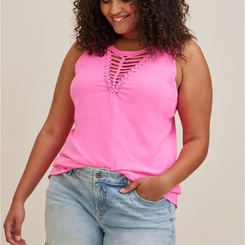 TORRID NWT  COTTON POLY JERSEY CREW NECK STRAPPY TANK SIZE 1x
